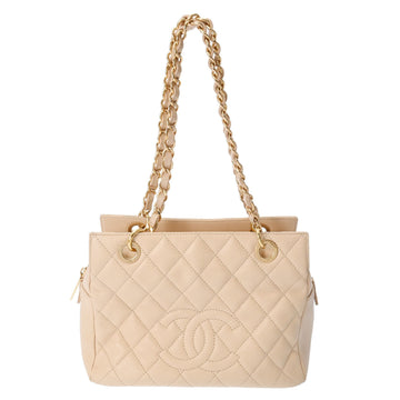 CHANEL PTT Petit Timeless Tote Beige Women's Caviar Skin Handbag