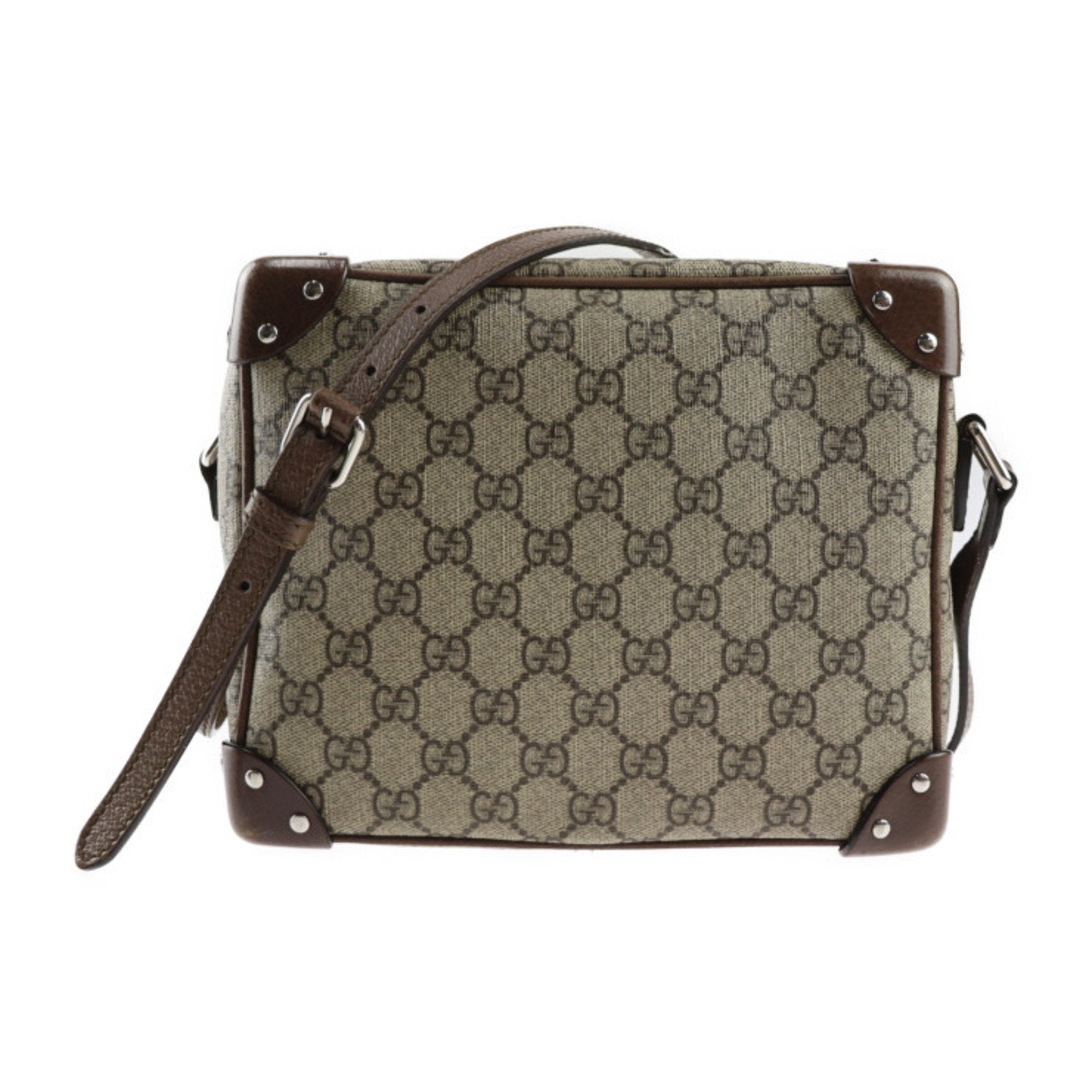 GUCCI Shoulder Bag 626363 GG Supreme Canvas Leather Beige