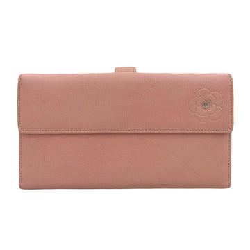 CHANEL Camellia Cocomark W long wallet leather pink boutique seal 08.12.23.