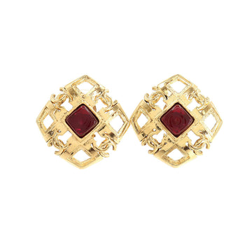 Chanel color stone earrings gold red 23 vintage accessories Vintage Earring