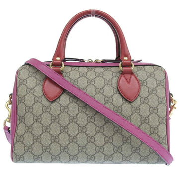 GUCCI GG Supreme Handbag Boston Bag 409529 Beige Red Pink Ladies