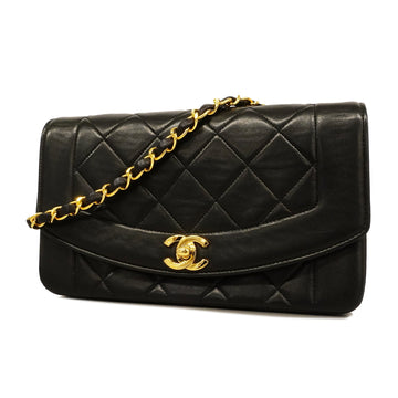 Chanel Shoulder Bag Matelasse Diana Flap Single Chain Lambskin Black Gold meta