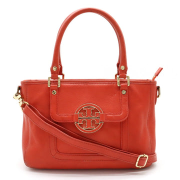 TORY BURCH Tote Bag Handbag Shoulder Leather Orange