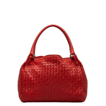 BOTTEGA VENETA Intrecciato Handbag Tote Bag Red Leather Women's BOTTEGAVENETA