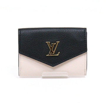 LOUIS VUITTON Portefeuille Lock Mini M80984 Trifold Wallet Leather Black Ivory White Pink