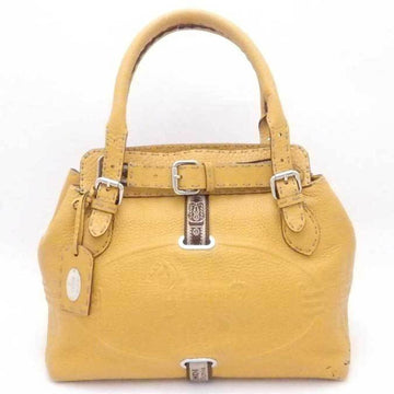 FENDI Handbag Selleria Leather Yellow Silver Ladies