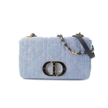 Christian Dior Caro Medium Chain Shoulder Bag Denim Leather Blue