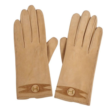 HERMES Gloves H Lamb Leather Ladies 7 Brown