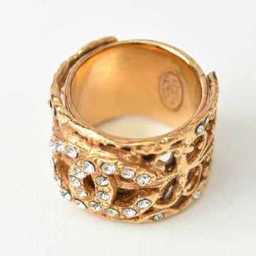 CHANEL ring  here mark rhinestone gold No. 15