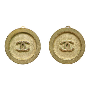 CHANEL Coco Mark Round Earrings Gold Plated Women's