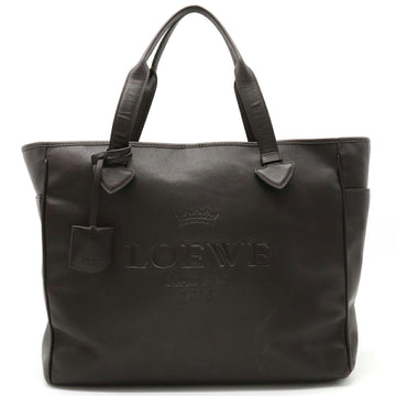 LOEWE Heritage Tote Bag Shoulder Leather Dark Brown