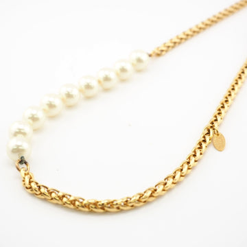 CHANEL/ long necklace chain fake pearl gold ladies