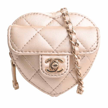 Chanel lambskin heart chain shoulder bag coin case AP2783 gold