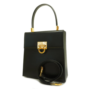 SALVATORE FERRAGAMO Handbag Gancini Leather Black Gold Hardware Women's