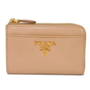 PRADA Coin Case Saffiano Metal Key Pink Beige L-shaped Zipper Chain Logo Cypria 1PP122 QWA F0236 Women's Wallet