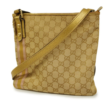 GUCCIAuth  GG Canvas 144388 Women's Shoulder Bag Beige