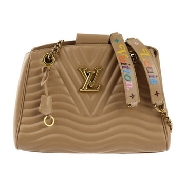 LOUIS VUITTON New Wave Chain Tote Shoulder Bag M53900 Calf Leather Noisette Gold Hardware Handbag 2WAY Quilted Vuitton