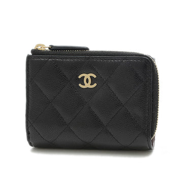 CHANEL Matelasse Classic Small Wallet Trifold Caviar Black AP3177