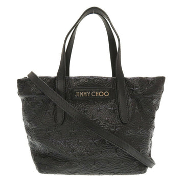 JIMMY CHOO Sara Star Studded Leather Black 2way Tote Bag 0121