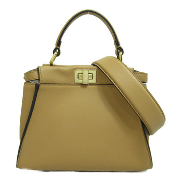 FENDI Mini Peek-A-Boo 2way Shoulder Bag Beige leather 8BN244