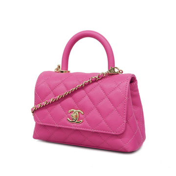 Chanel 2way bag matelasse caviar skin pink gold metal