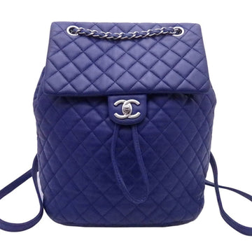 Chanel rucksack backpack matrasse coco mark blue leather ladies