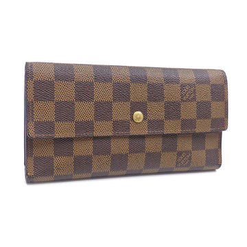 LOUIS VUITTON Trifold Long Wallet Damier Porto Tresor International Women's N61215 Ebene