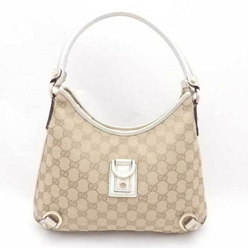 GUCCI Shoulder Bag GG Canvas Canvas/Leather Beige x Silver Gold Women's 130738