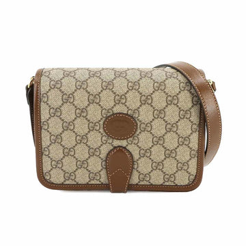 GUCCI Interlocking G Cross Body Shoulder Bag GG Supreme Canvas Leather Beige Brown 671620 Mini