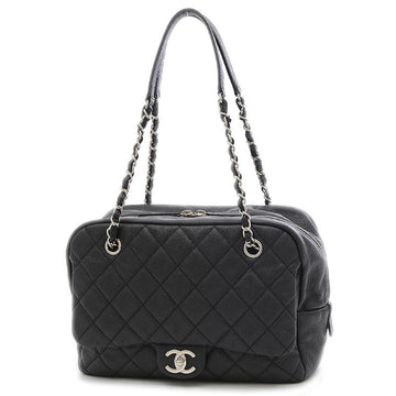 Chanel Matelasse Chain Handbag Soft Caviar Skin Black