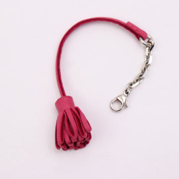 HERMES Carmencita 13 Petit Pom Charm 061249CK Agneau Milo Rose Shocking Silver Hardware Bookmark Tassel