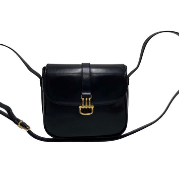 CELINE Vintage Gold Hardware Calf Leather Mini Shoulder Bag Pochette Navy