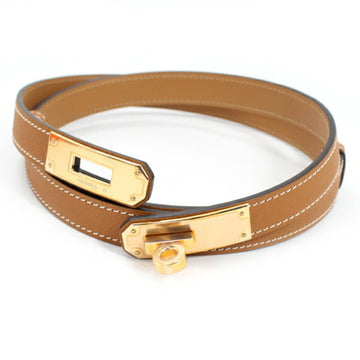 HERMES Belt Kelly 18 Epson Pink Gold Brown Leather Y Engraved Ladies Fashion Accent  KM2775