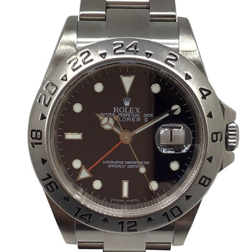 ROLEX Explorer 16570 F number [2003] automatic winding black dial SS belt men's watch stainless steel sports model