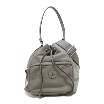 TORY BURCH Drawstring Shoulder Bag Gray Nylon leather 13465282