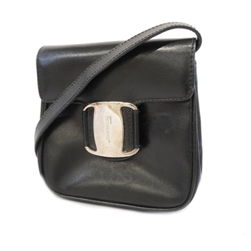 Salvatore Ferragamo Vara Women's Leather Shoulder Bag Black