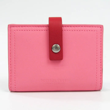 BOTTEGA VENETA Leather Card Case Pink,Red Color