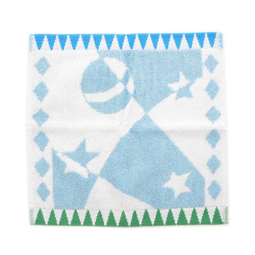 HERMES Circus Hand Towel White/Blue/Green 100% Cotton