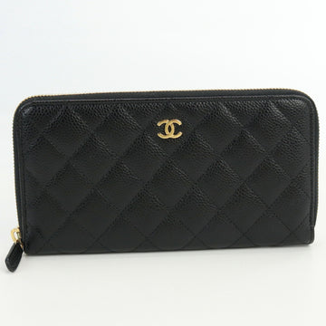 CHANEL Long Zip Wallet Matelasse A50097 Round Zipper/Caviar Women's