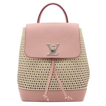 Louis Vuitton Lock Me Backpack Rucksack Flower Punching Bicolor Calf Leather Pink Ivory M54577