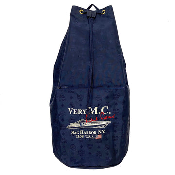 MCM Navy Big Laundry Bag Nylon Canvas Men's Women's Unisex Blue Travel