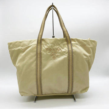 PRADA BN0677 Handbag Tote Bag Nylon Logo Ivory