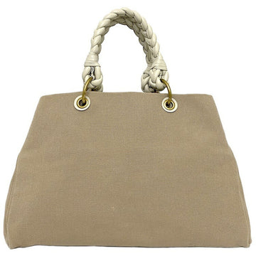 Bottega Veneta Tote Bag Beige White Canvas Leather BOTTEGA VENETA Big Women's Handbag