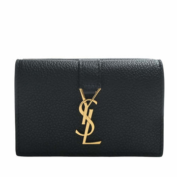 SAINT LAURENT Leather Origami Tiny Tri-fold Wallet 669959 Black Women's