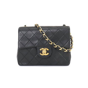 CHANEL Mini Matelasse Chain Shoulder Bag Leather Black A01115 Coco Mark Vintage