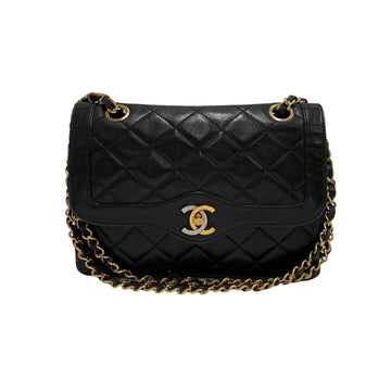 CHANEL Paris Limited Matelasse Lambskin Diana Flap Turnlock Chain Shoulder Bag