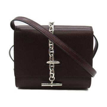 HERMES Chaine d'Incre Compact Rouge sellier Shoulder Bag Brown Rouge sellier Shave leather