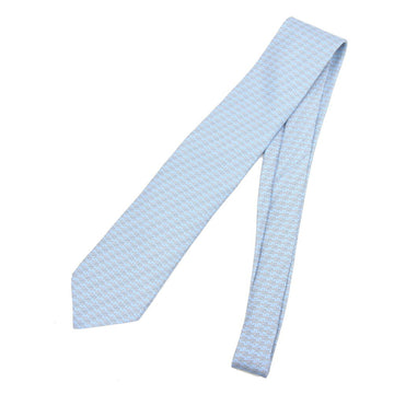 HERMES tie light blue silk 100% men's