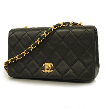 CHANEL Shoulder Bag Matelasse Chain Lambskin Black Gold Hardware Women's