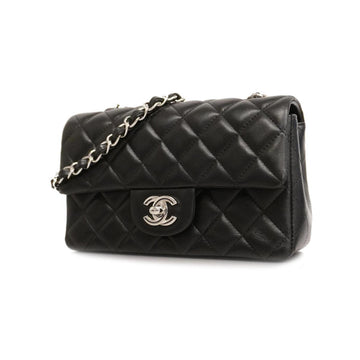 CHANEL Shoulder Bag Matelasse Chain Lambskin Black Women's